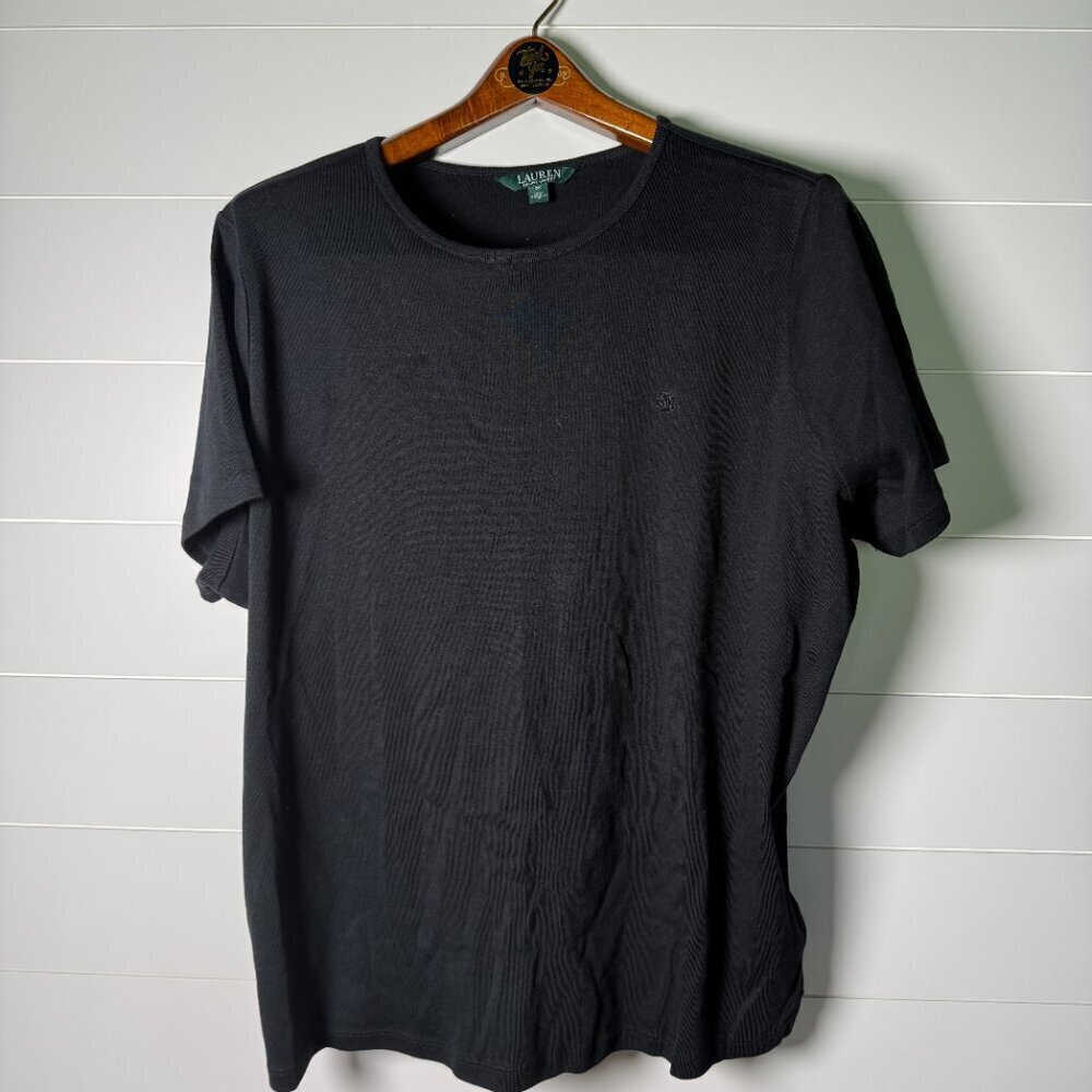 Lauren Ralph Lauren Crew Neck 100% Cotton T-Shirt Black Size 3X